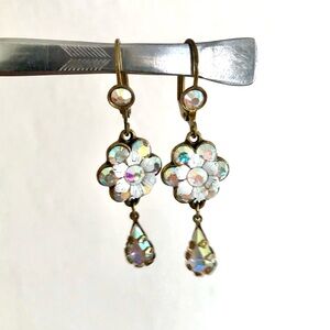 Michal Negrin Gold and Iridescent Floral Dangle Earrings